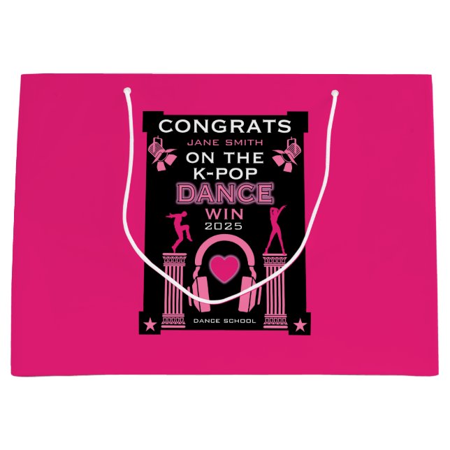 K-Pop Dance Competition Winner Congratulations Large Gift Bag (Front)