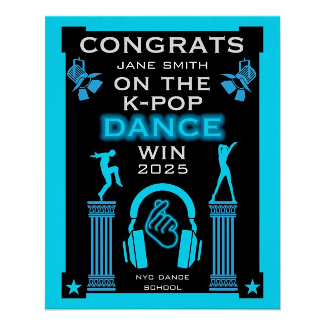 K-Pop Dance Competition Winner Congratulations Poster (Front)