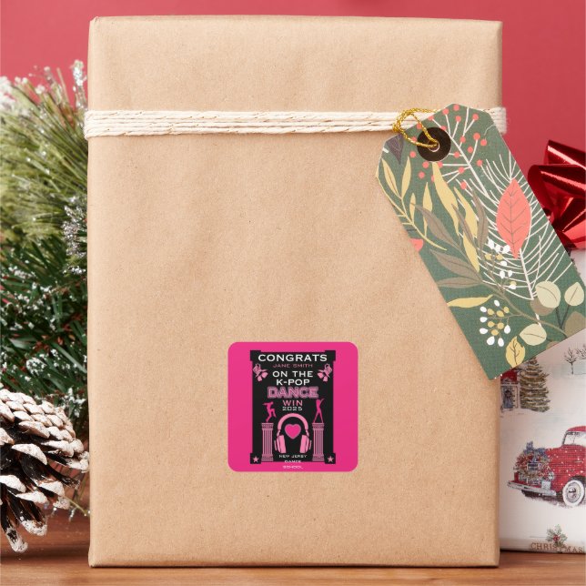 K-Pop Dance Competition Winner Congratulations Square Sticker (Holiday)
