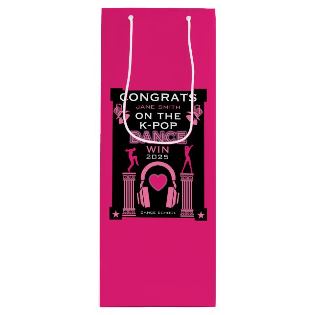 K-Pop Dance Competition Winner Congratulations Wine Gift Bag (Front)