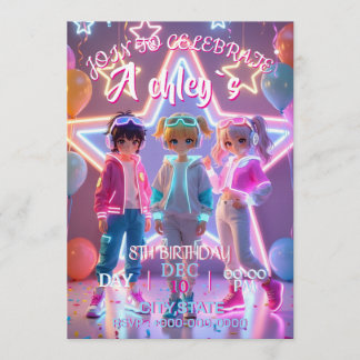 K-Pop Demon Hunters themed birthday parties,Golden Invitation