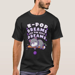 K-Pop Dreams Cute Sleeping Cat Funny Sleep T-Shirt