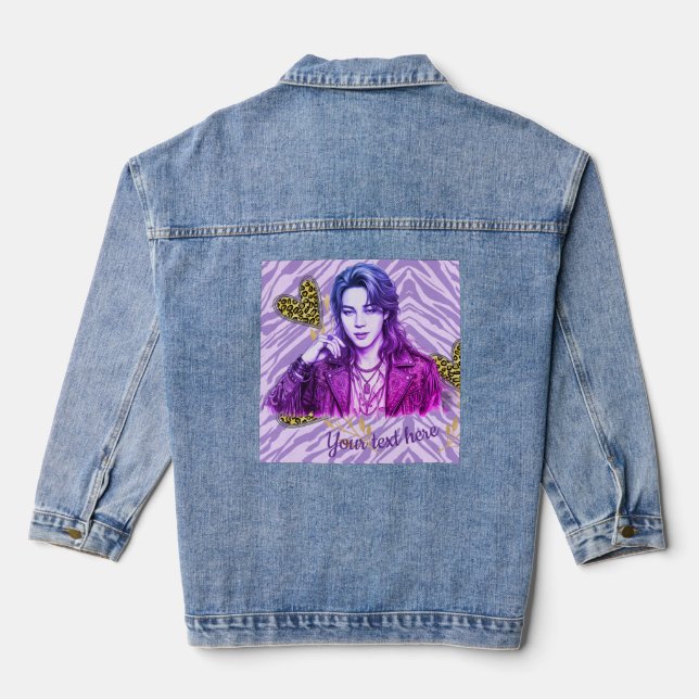 k pop editable icon style denim jacket (Back)
