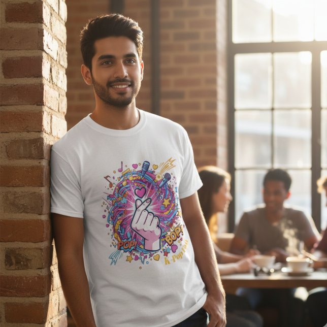 K-Pop Finger Heart Pop Art Design T-Shirt (Creator Uploaded)