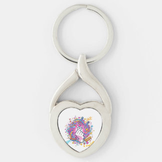 K-Pop Finger Heart Pop Art Design T-Shirt Key Ring