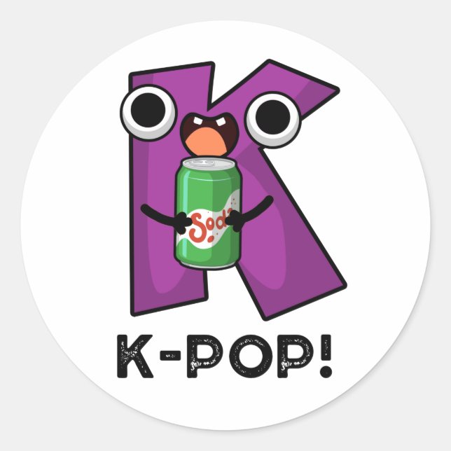 K-Pop Funny Music Soda Pop Pun Classic Round Sticker (Front)