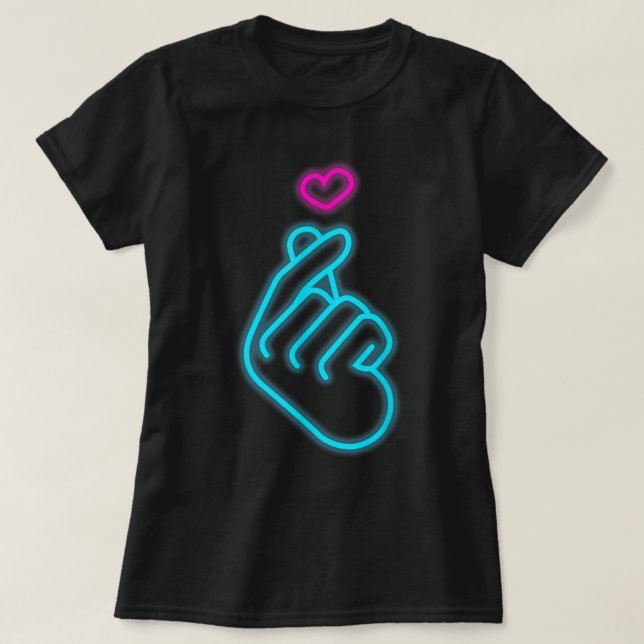 K-pop Hand Symbol Finger Heart Korean Pop Music Wo T-Shirt (Design Front)