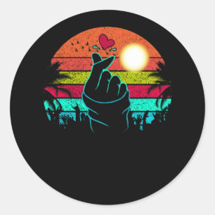 K-Pop Heart Hand Symbol K-Drama Korean Pop Vintage Classic Round Sticker