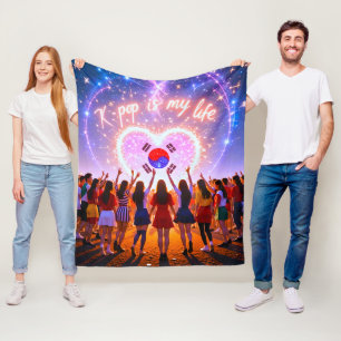 K-pop Is My Life Etched Across the Galaxy Fleece Blanket