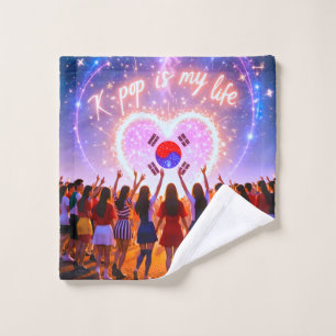 K-pop Is My Life Etched Across the Galaxy Wash Cloth