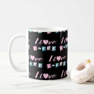 K-pop love korean music fan black pink blue coffee mug