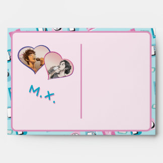 K-pop music hallyu fan black blue pink two photos envelope
