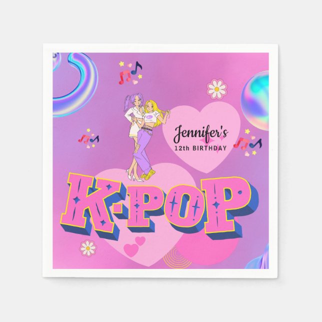 K-Pop Music Star  Korean Pop Theme Birthday Party Napkin (Front)