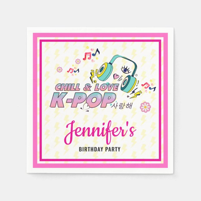K-Pop Music Star  Korean Pop Theme Birthday Party Napkin (Front)