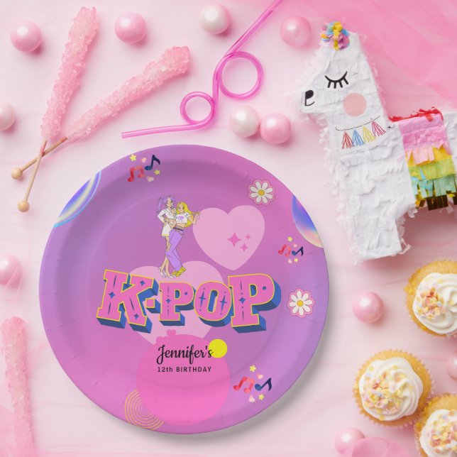 K-Pop Music Star  Korean Pop Theme Birthday Party Paper Plate (Party)