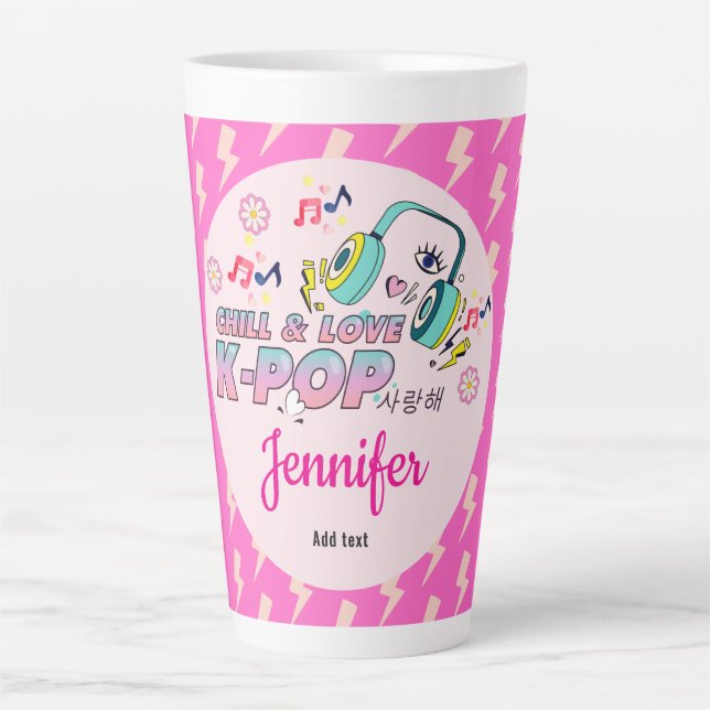 K-Pop Music Star Korean Theme Birthday Girl Gift Latte Mug (Front)