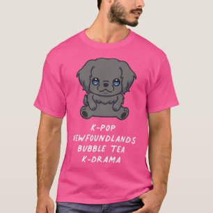 K-Pop Newfoundlands Bubble Tea K-Drama Kawaii Dog T-Shirt