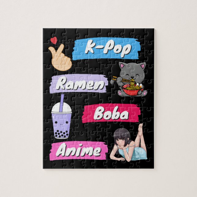 K-Pop, Ramen, Boba and Anime Pop Culture Fan    Jigsaw Puzzle (Vertical)