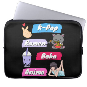 K-Pop, Ramen, Boba and Anime Pop Culture Fan Laptop Sleeve