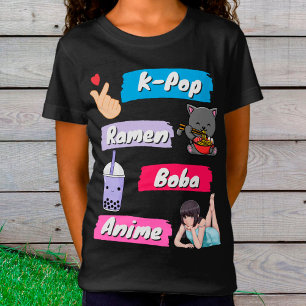 K-Pop, Ramen, Boba and Anime Pop Culture Fan T-Shirt