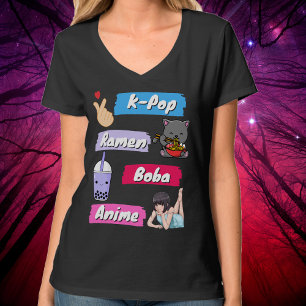K-Pop, Ramen, Boba and Anime Pop Culture Fan T-Shirt