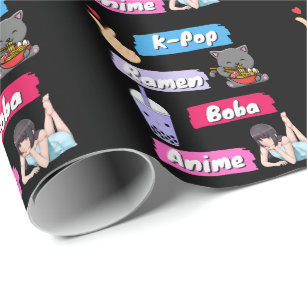 K-Pop, Ramen, Boba and Anime Pop Culture Fan  Wrapping Paper