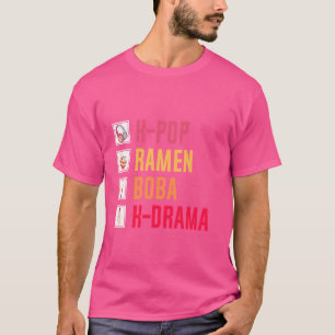 K-Pop Ramen Boba K-Drama Korean Music Korean Heart T-Shirt