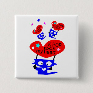 k pop took my heart 15 cm square badge
