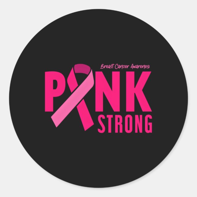 K Strong Breast Cancer Awareness Classic Round Sticker (Front)
