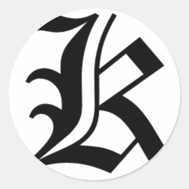 K-text Old English Classic Round Sticker (Front)