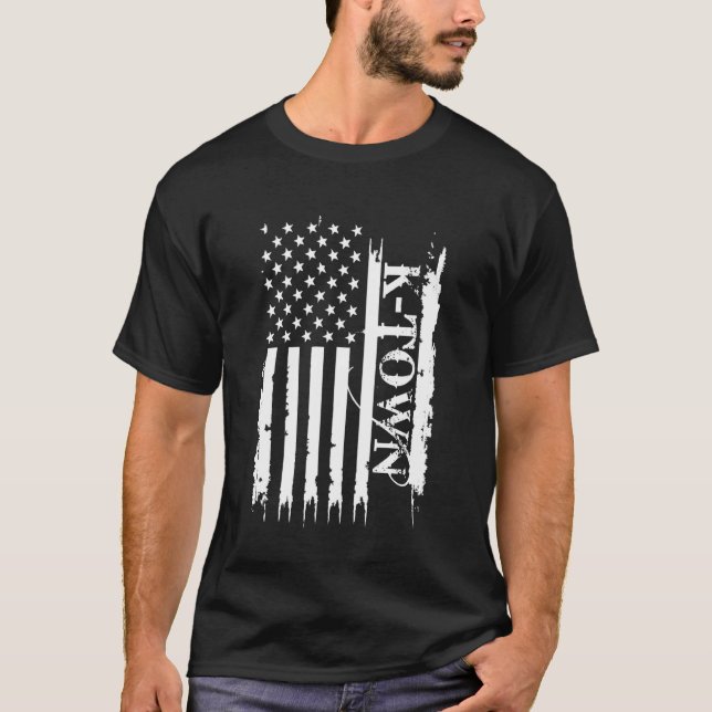 K-Town United States Distressed w US Flag T-Shirt (Front)