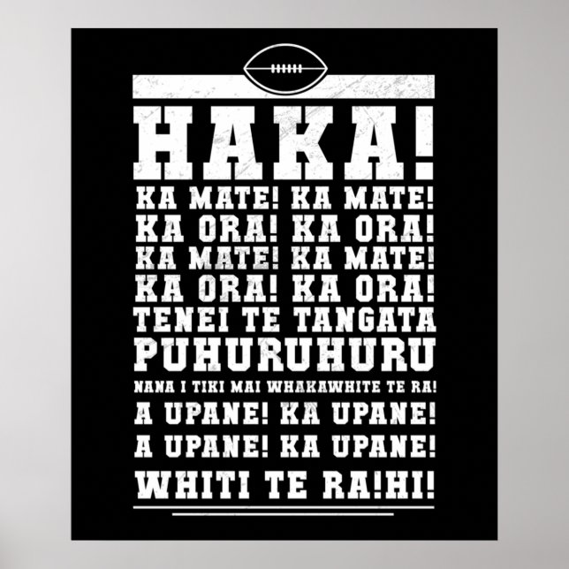 Ka Mate Haka New Zealand Rugby War Cry Poster (Front)