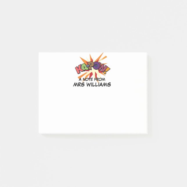 KA-POW Custom Name Fun Retro Comic Book Post-it Notes (Front)