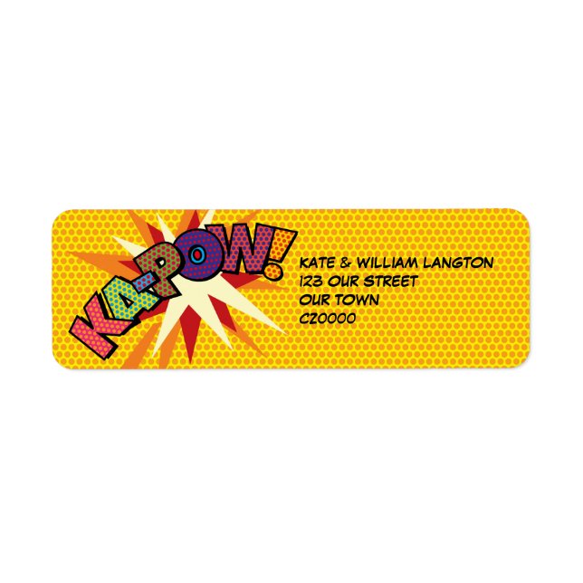 KA-POW Fun Retro Comic Book Pop Art Address (Front)