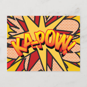 KA-POW Fun Retro Comic Book Pop Art Announcement Postcard