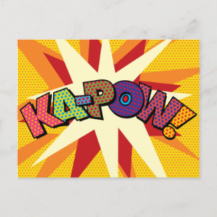 KA-POW Fun Retro Comic Book Pop Art Announcement Postcard