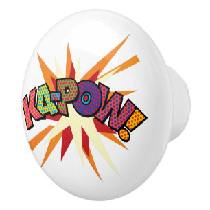 KA-POW Fun Retro Comic Book Pop Art Ceramic Knob