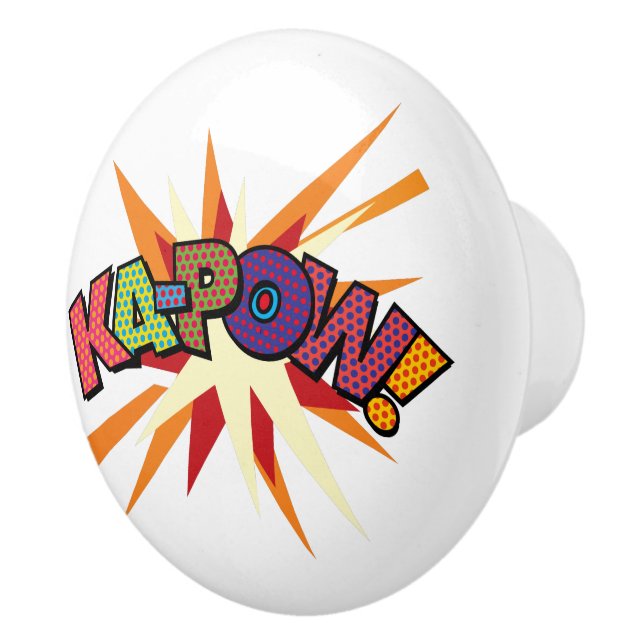 KA-POW Fun Retro Comic Book Pop Art Ceramic Knob (Right)