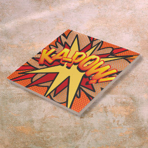 KA-POW Fun Retro Comic Book Pop Art Tile