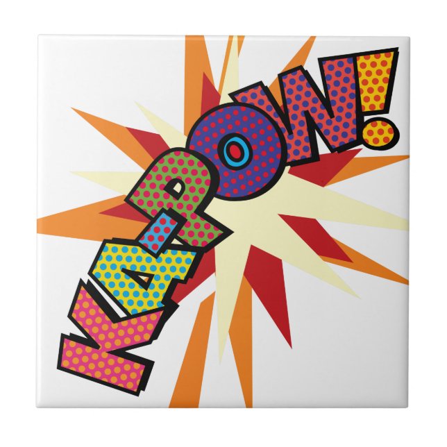KA-POW Fun Retro Comic Book Pop Art Tile (Front)