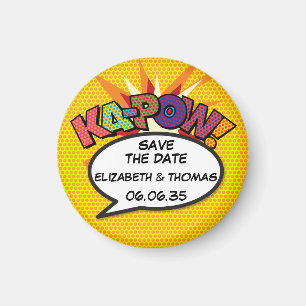 KA-POW Save the Date Fun Retro Comic Book Pop Art Magnet