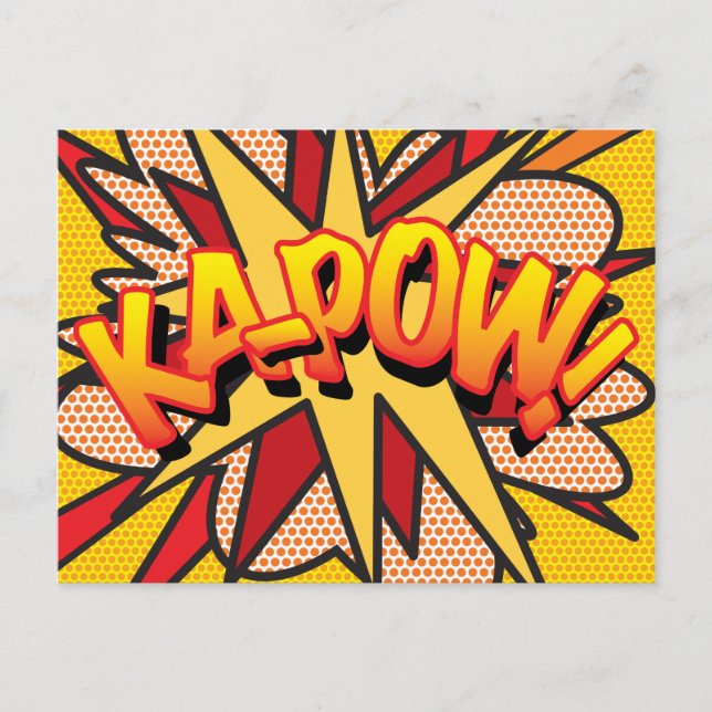 KA-POW Your Message Speech Bubble Fun Retro Announcement Postcard (Front)