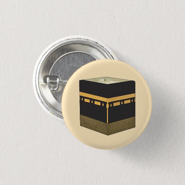 Kaaba - الكعبة - the Kaabah Hand Drawn 3 Cm Round Badge (Front & Back)
