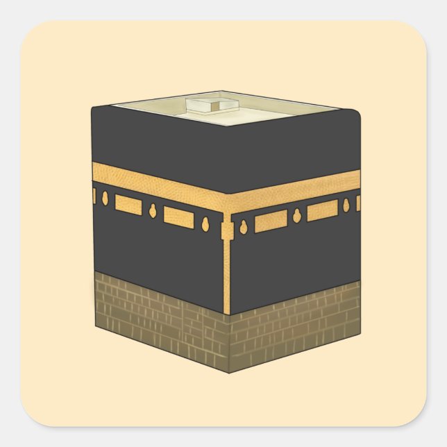 Kaaba - الكعبة - the Kaabah Hand Drawn Square Sticker (Front)