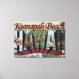 Kaanapali Beach, Hawaii - Large Letter Scenes Canvas Print