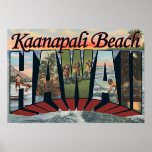 Kaanapali Beach, Hawaii - Large Letter Scenes Poster