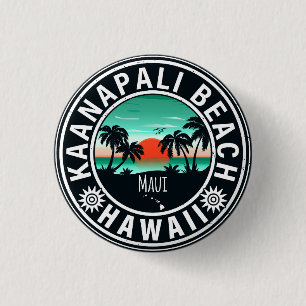 Ka'anapali Beach Hawaii Retro Sunset Souvenirs 60s 3 Cm Round Badge