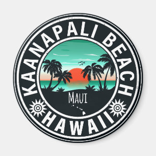 Ka'anapali Beach Hawaii Retro Sunset Souvenirs 60s Magnet