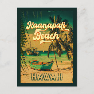 Ka'anapali Beach Hawaii Vintage Palm Tree Souvenir Postcard