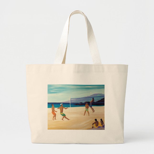 Kaanapali Beach Volleyball Large Tote Bag (Front)